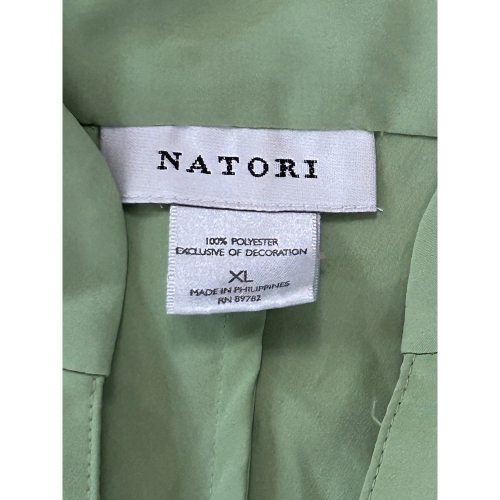 Natori satin green floral pajama set sz xl - Picture 10 of 10
